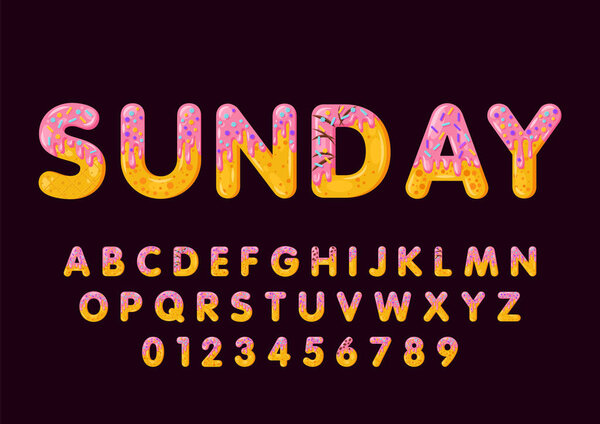 Donut cartoon sunday biscuit bold font style