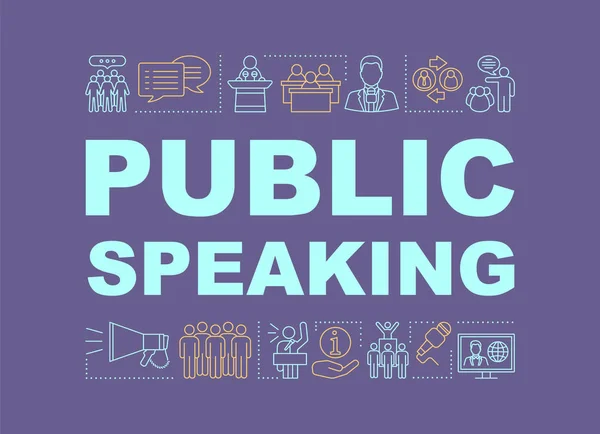 Bannière Concepts Mots Compétences Public Oratoire Communication Isolé Idée Typographie — Image vectorielle
