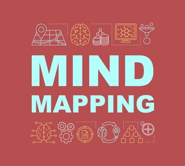 Mind Mapping Word Concepts Banner Pensée Critique Big Data Isolé — Image vectorielle