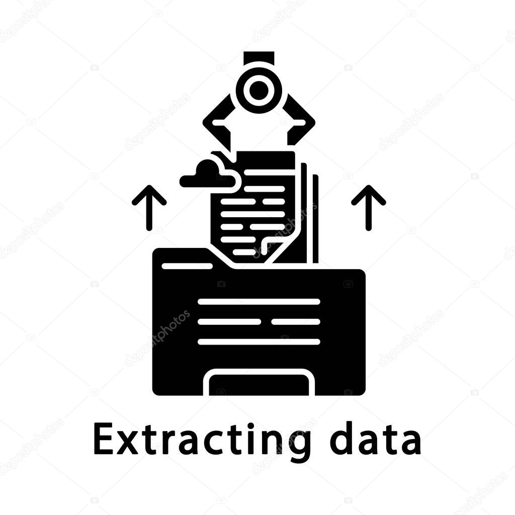 Extracting data glyph icon