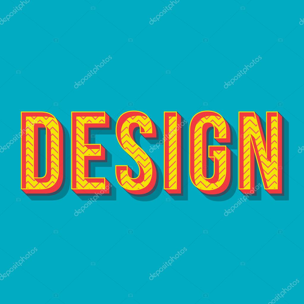 Design vintage 3d vector lettering. Retro bold font, typeface. Pop art yellow zig zag stylized text. Old school style letters. 90s, 80s poster, banner, t shirt typography. Turquoise color background