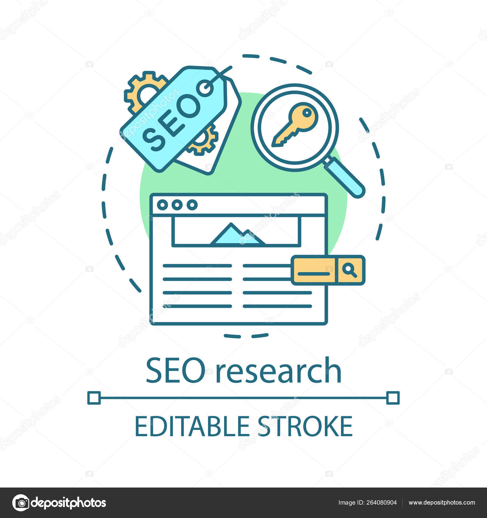 Seo Research Concept Icon Search Engine Optimization Idea Thin Line Vector Image By C Bsd Vector Stock