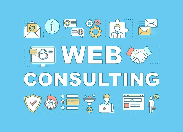 Web Consulting Woord Concepten Banner Digitale Marketing Customer Support Service — Stockvector