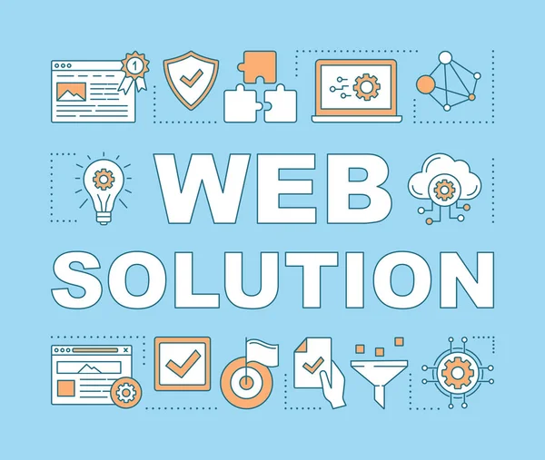 Webblösning Ord Begrepp Banner Digital Marknadsföringsstrategi Seo Forskning Web Consulting — Stock vektor