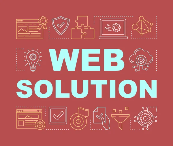 Web Solution Woord Concepten Banner Digitale Marketing Strategie Seo Onderzoek — Stockvector