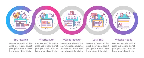 Web Consulting Audit Vector Infographic Sjabloon Seo Zakelijke Presentatieontwerp Elementen — Stockvector