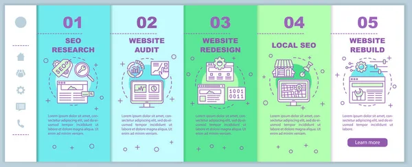 Web Consulting Seo Research Onboarding Mobile Web Pages Vector Template — Stock Vector