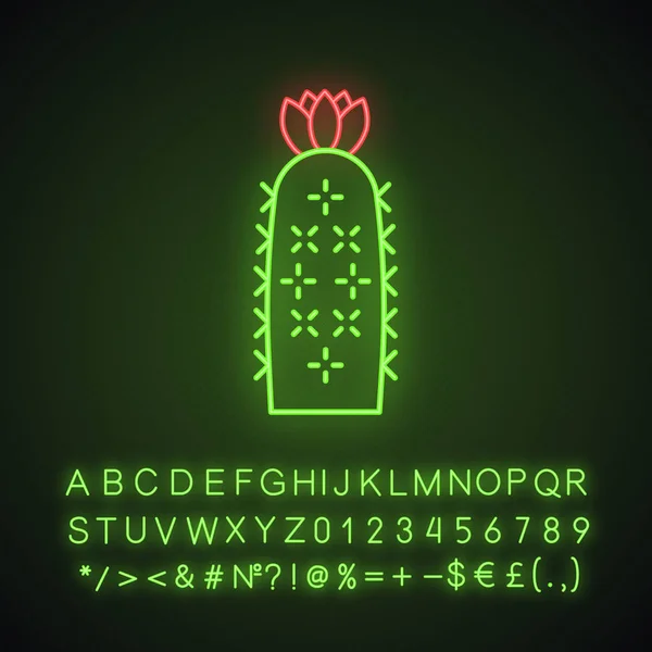 Hedgehog cactus neon light icon — Stock Vector