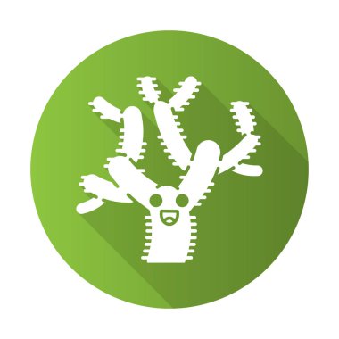 Teddy ayı cholla kaktüs düz tasarım uzun gölge glyph simgesi