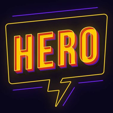 Kahraman vintage 3d neon ışık harfleri