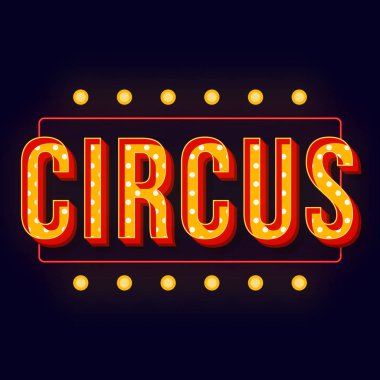 Parlayan çerçeve ile Circus vintage 3d vektör yazı