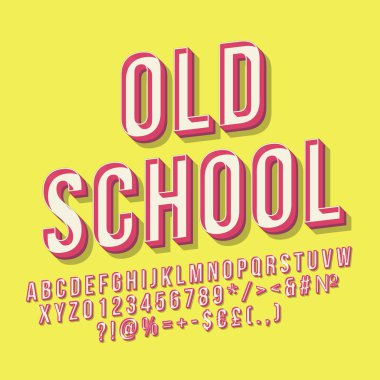Eski okul 3d vektör yazı