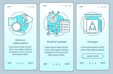 Doğrusal kavramlarla mobil uygulama sayfası ekranında başlatma testi