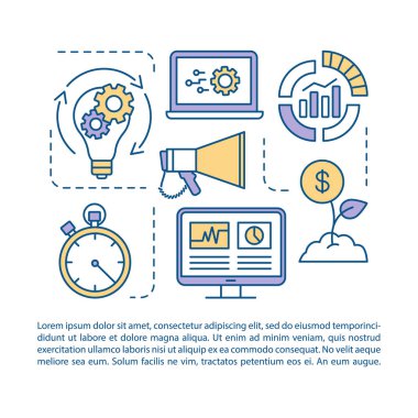 Başlangıç başlatma makalesi sayfa vektör şablonu.