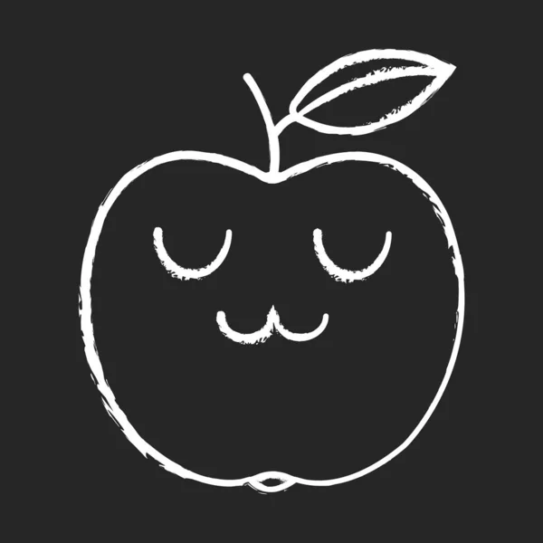 Apple lindo personaje de tiza kawaii — Vector de stock