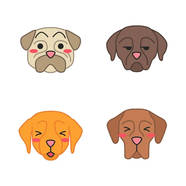 Perros lindo kawaii vector caracteres — Archivo Imágenes Vectoriales