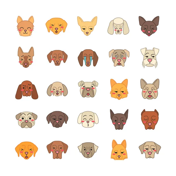 Kutyák aranyos Kawaii vektor karakterek — Stock Vector