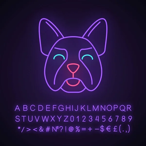 French Bulldog cute kawaii neon light character — Stock Vector