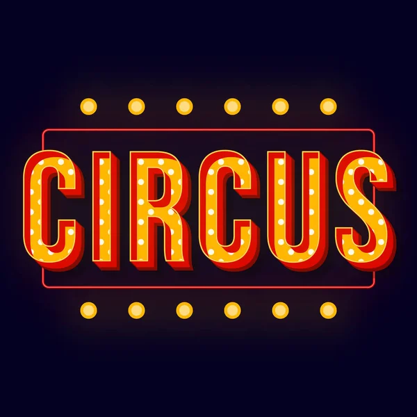 Circus 复古 3d 矢量字母与发光框架 — 图库矢量图片