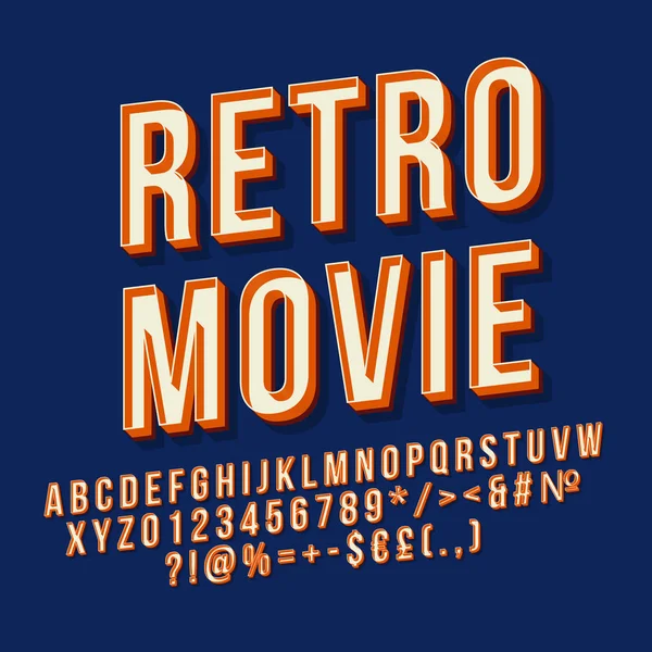 Retro película 3d vector de letras — Archivo Imágenes Vectoriales