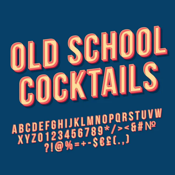 Old school cocktails 3d vector lettering — Stock Vector