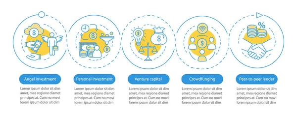 Modèle infographique vectoriel d'investissement de démarrage — Image vectorielle