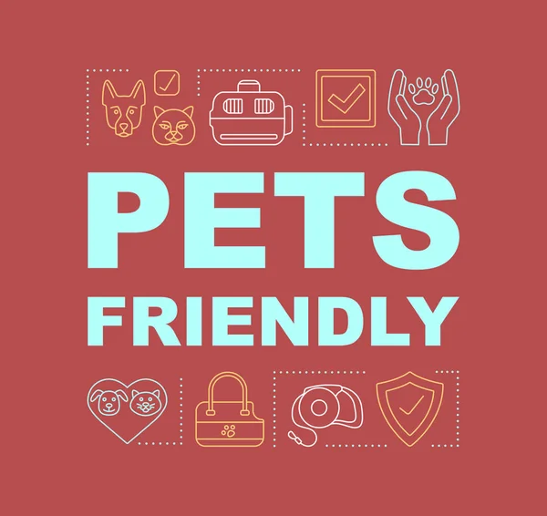 Pets friendly hotel palabra concepto banner — Archivo Imágenes Vectoriales