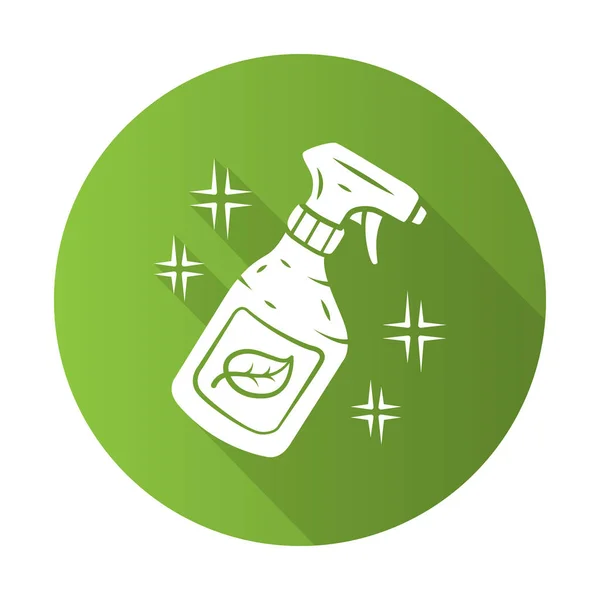 Eco productos de limpieza diseño plano icono de glifo de sombra larga — Vector de stock