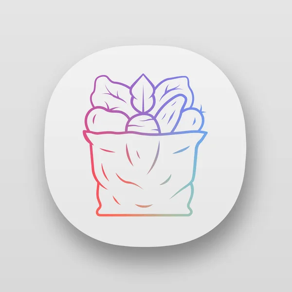 Väska med grönsaker app icon — Stock vektor