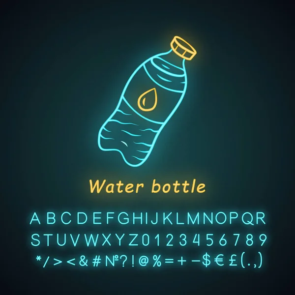 Water bottle neon light icon