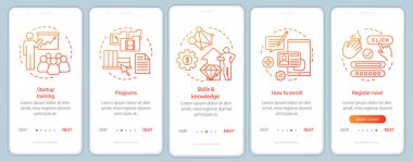 Doğrusal mobil uygulama sayfası ekranında başlangıç eğitimi 