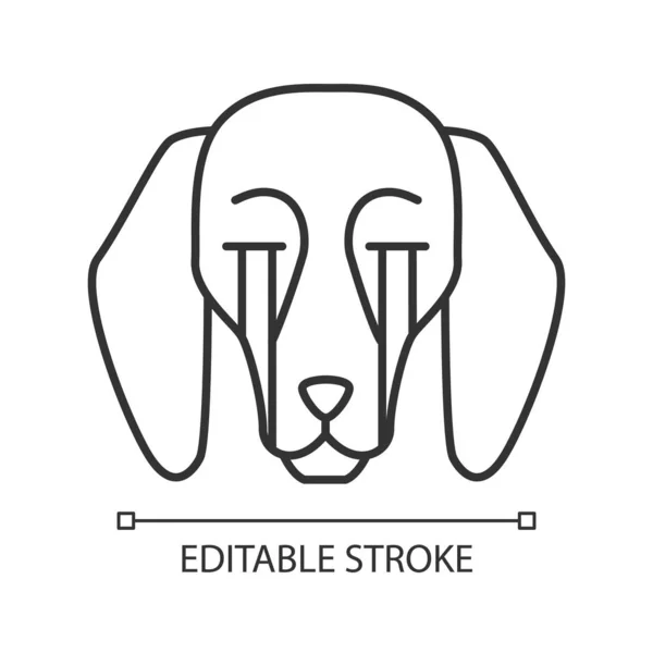 Beagle lindo carácter lineal kawaii — Vector de stock