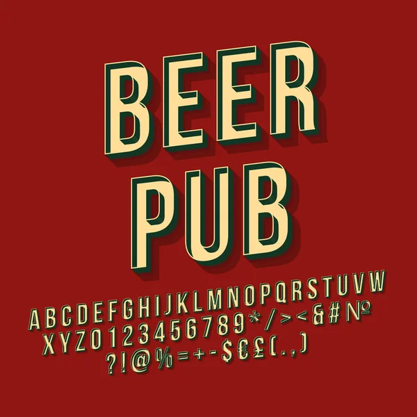 Beer pub 3d vector lettering — Stock Vector