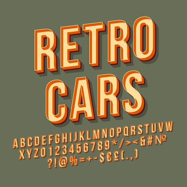 Retro coches 3d letras vectoriales — Archivo Imágenes Vectoriales