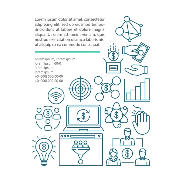 Crowdfunding makale sayfası vektör şablonu.