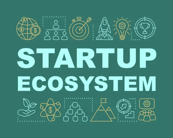 Banner de conceptos de palabras de ecosistema de inicio — Vector de stock
