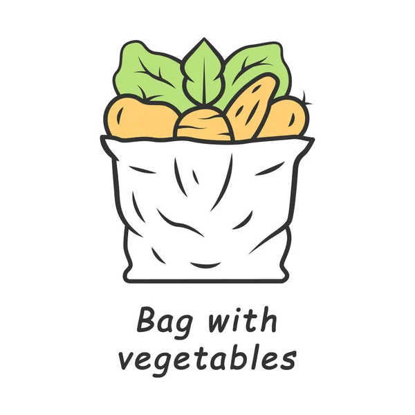 Bolsa con icono de color verduras — Vector de stock
