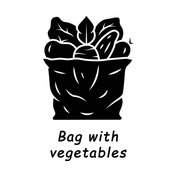 Bolsa con icono de glifo de verduras — Vector de stock