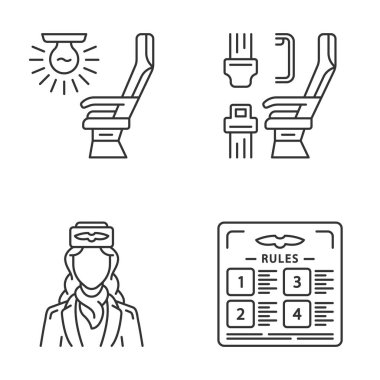 Aviation services linear icons set clipart