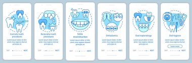 Dental clinic services onboarding mobile app page screen with li clipart