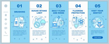 Mobil web sayfaları vektör şablonu onboarding oral hijyen rutin