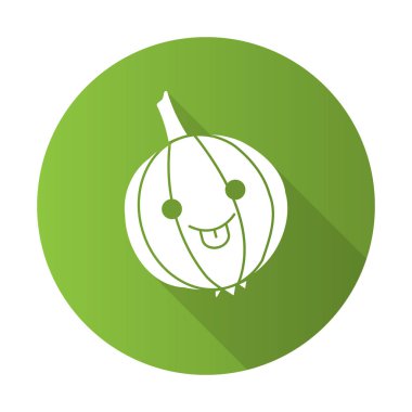 Soğan sevimli kawaii düz tasarım uzun gölge glyph karakter