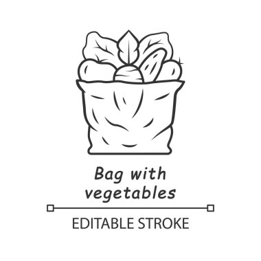 Sebze lineer simge li çanta