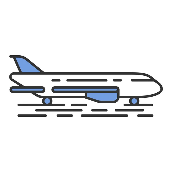 Plane on ground color icon — Stock Vector