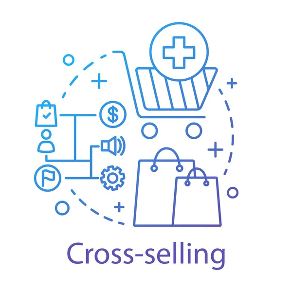 Ikona koncepcji sprzedaży krzyżowej — Wektor stockowy
