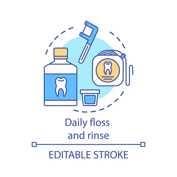 Câble dentaire quotidien et icône de concept de rinçage — Image vectorielle