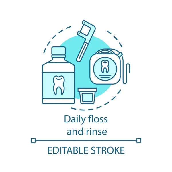Daily floss and rinse concept icon — Stock Vector
