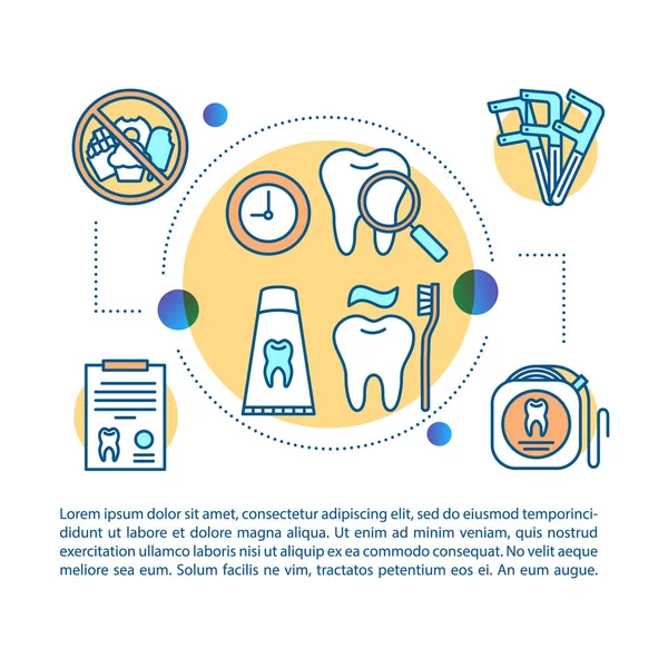 Modelo de vetor de página de artigo de prevenção de cáries — Vetor de Stock