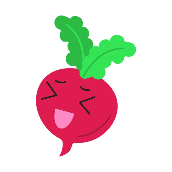 Beetroot lindo kawaii diseño plano largo sombra carácter — Archivo Imágenes Vectoriales