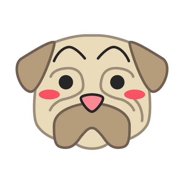 Pug mignon personnage vecteur kawaii — Image vectorielle